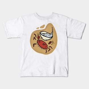 Crab Waitress Funny Simple Minimalist Cartoon Art Kids T-Shirt